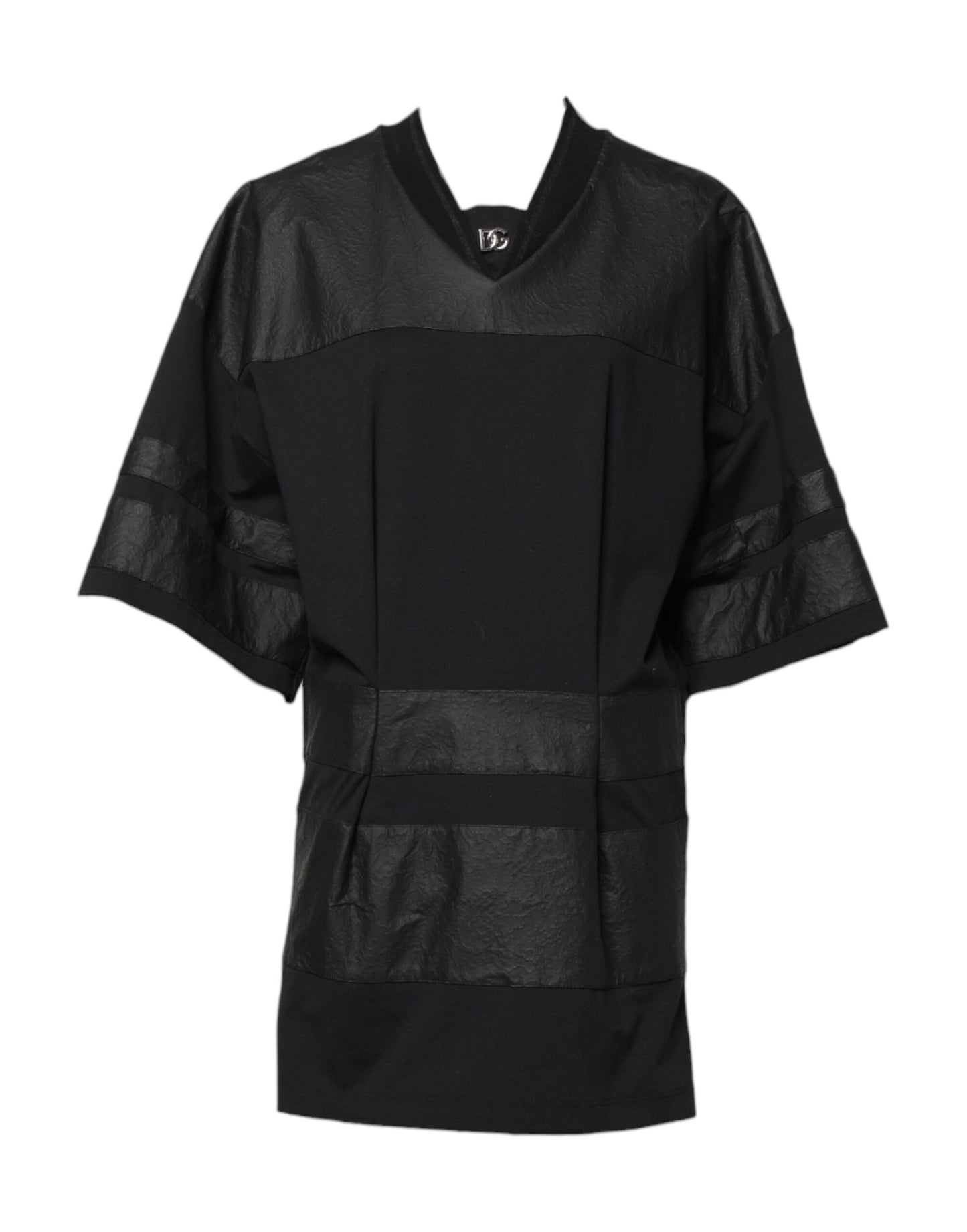 T-shirt col V à manches courtes en coton noir Dolce &amp; Gabbana
