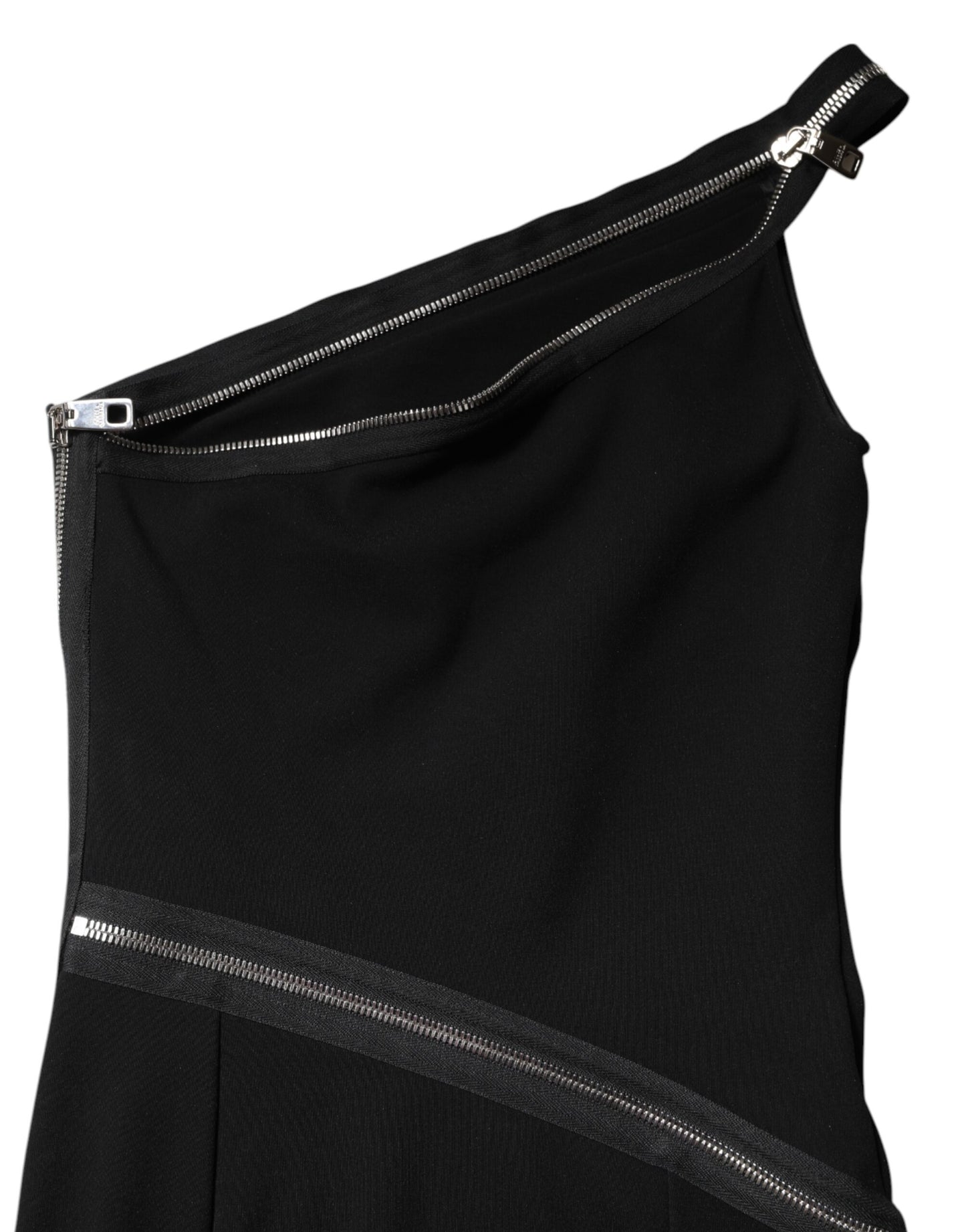 Robe fourreau noire à une épaule et fermeture éclair en viscose Dolce &amp; Gabbana