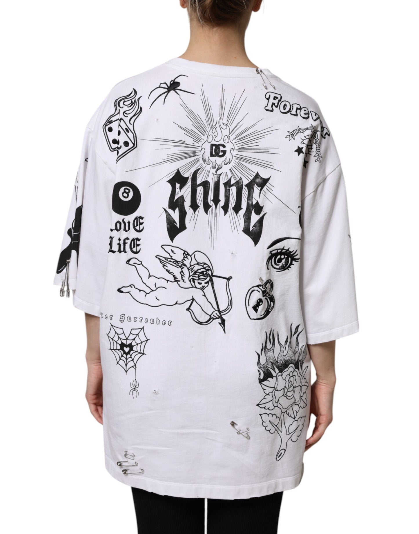 Dolce &amp; Gabbana Weißes Baumwoll-T-Shirt mit DG BLESSED-Aufdruck