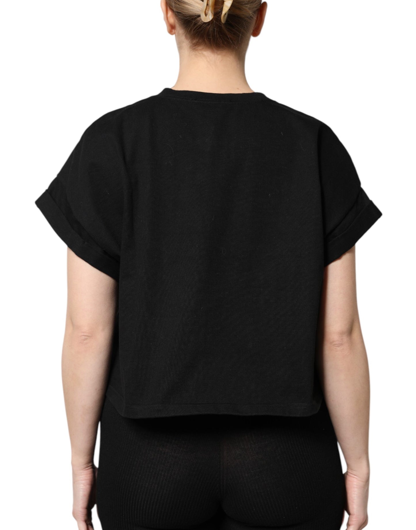 T-shirt à manches courtes imprimé en coton noir Dolce &amp; Gabbana