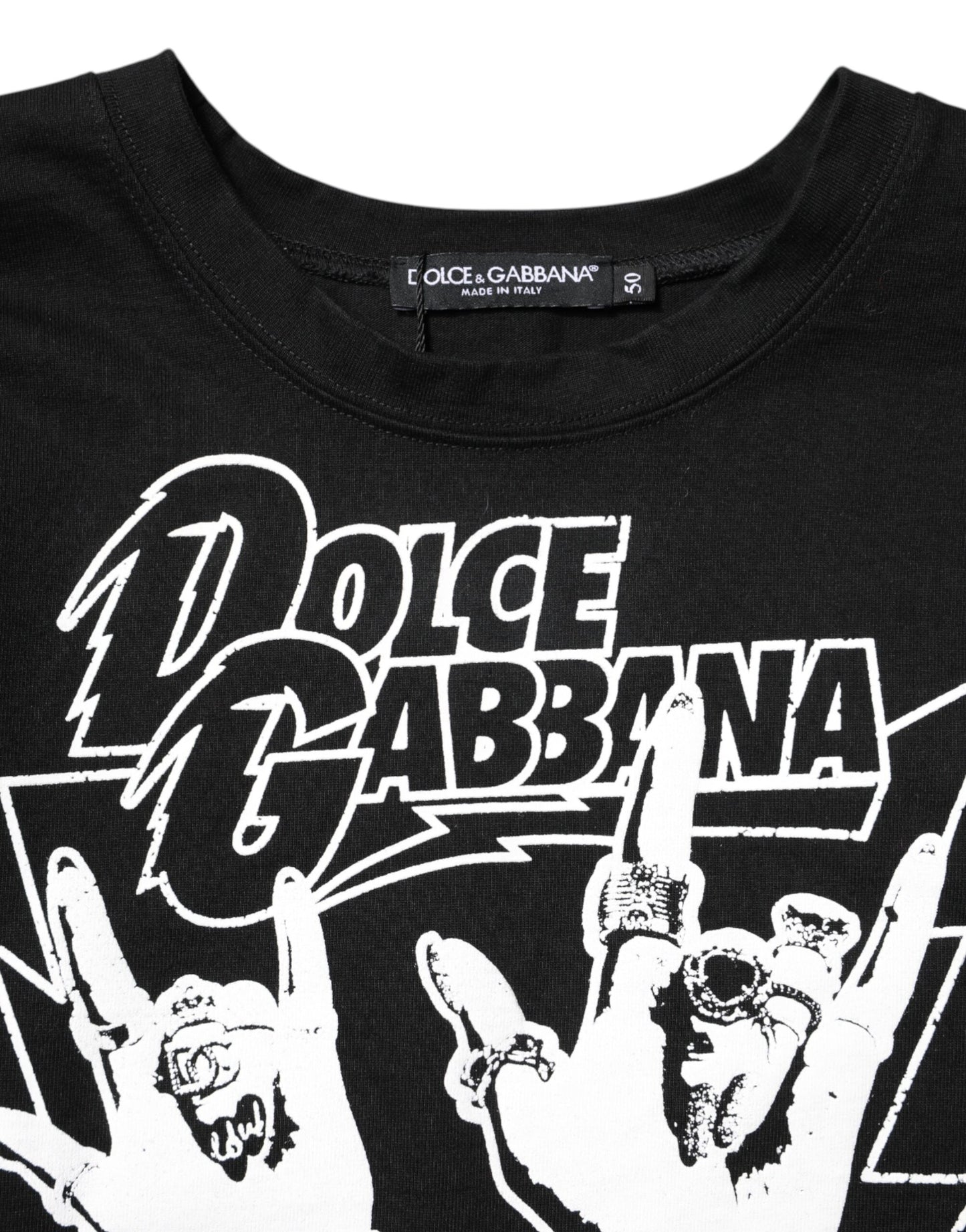 T-shirt à manches courtes imprimé en coton noir Dolce &amp; Gabbana