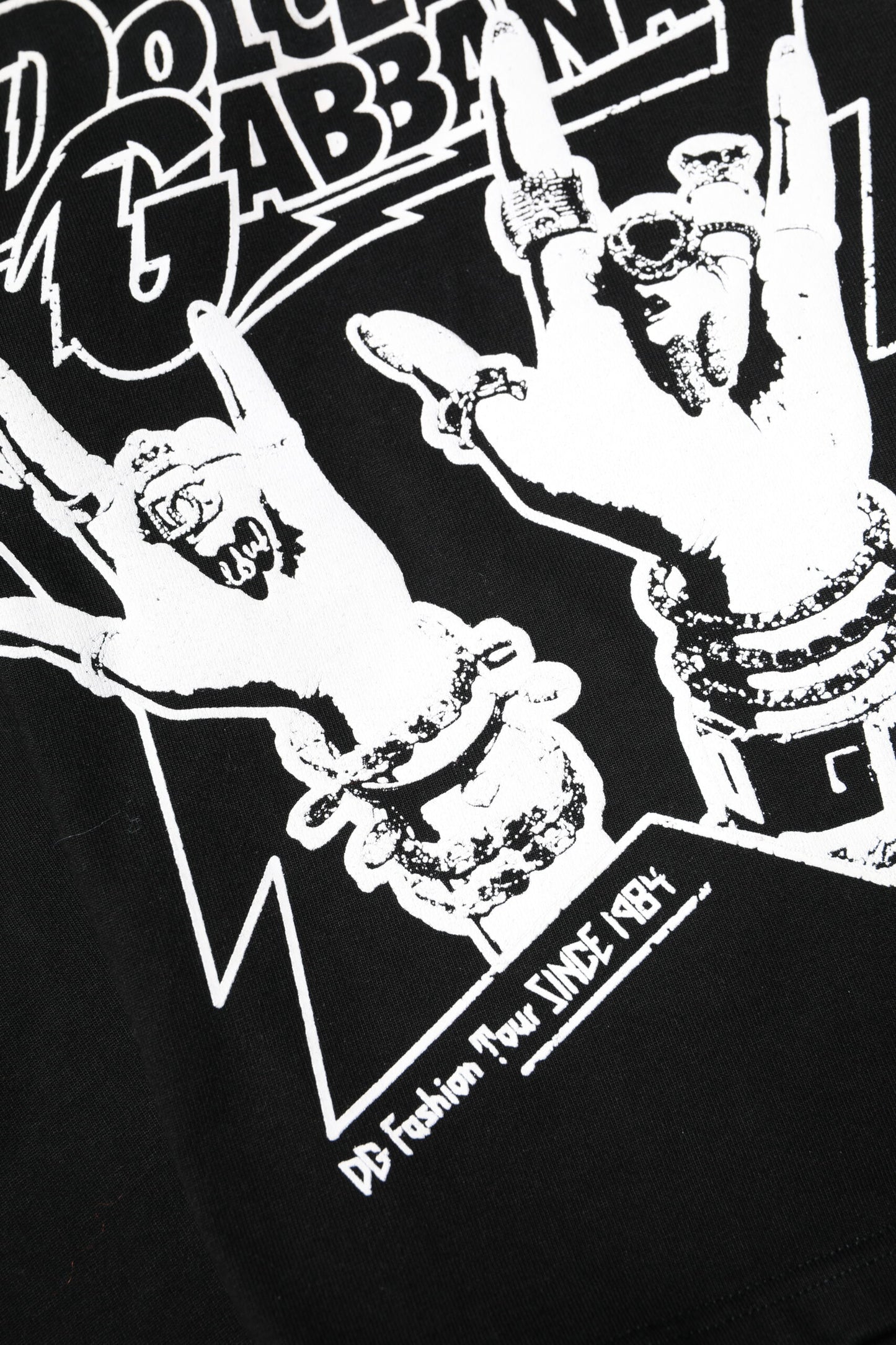 T-shirt à manches courtes imprimé en coton noir Dolce &amp; Gabbana