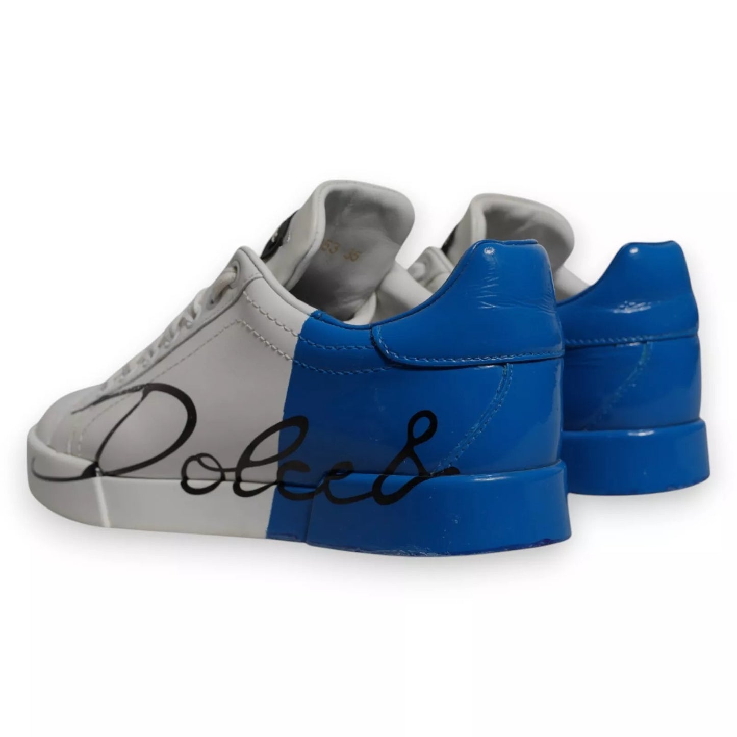 Dolce &amp; Gabbana Weiß Blau Logo Portofino Sneakers Schuhe