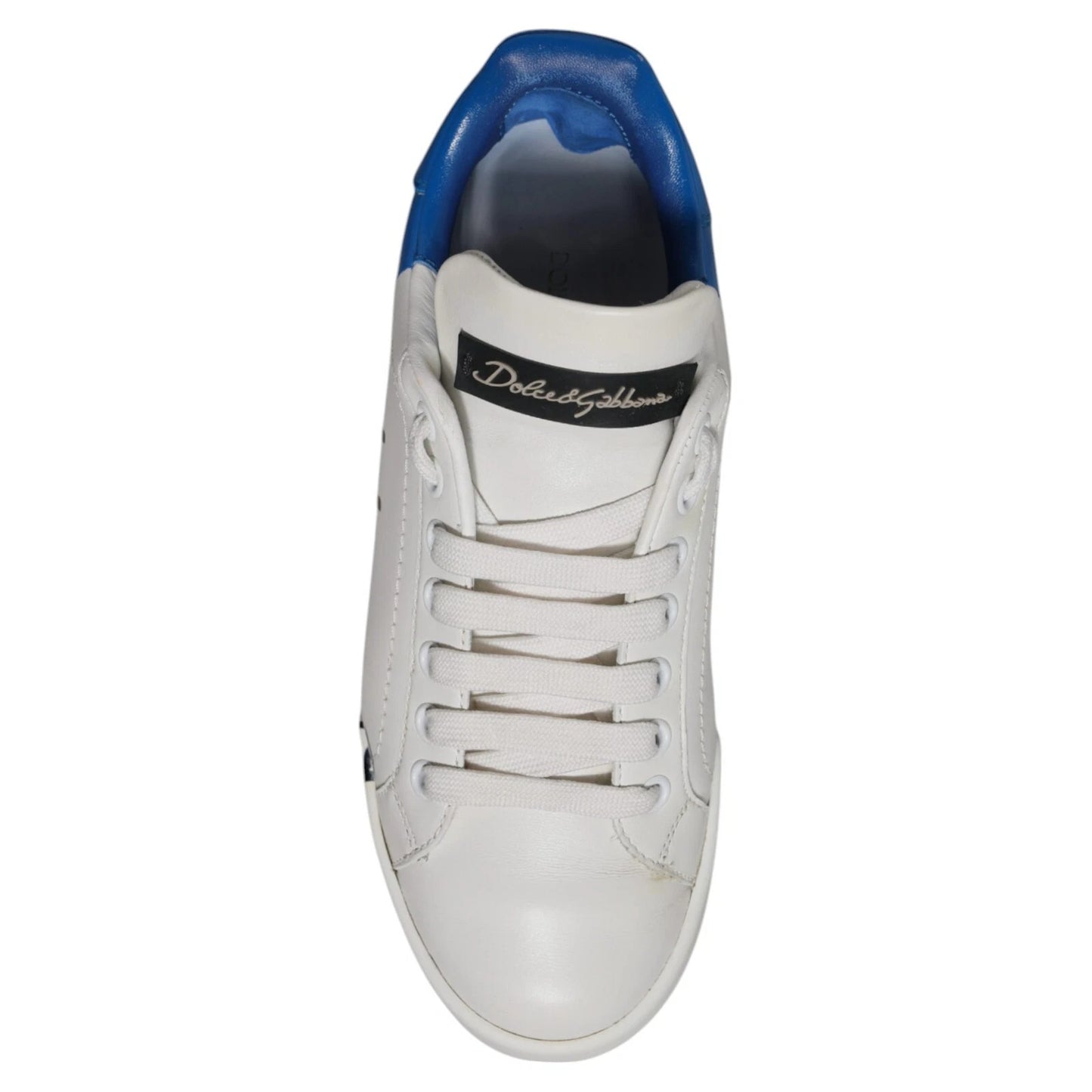 Dolce &amp; Gabbana Weiß Blau Logo Portofino Sneakers Schuhe