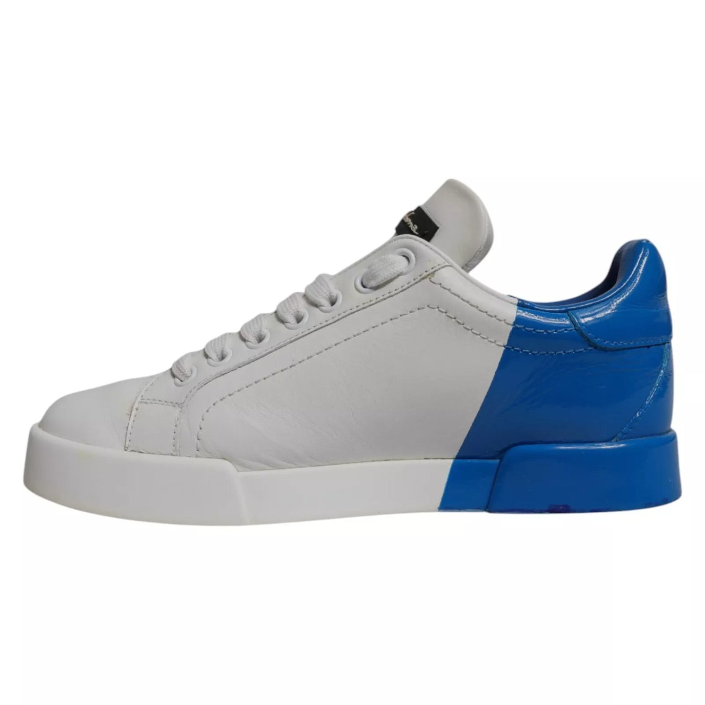 Dolce &amp; Gabbana Weiß Blau Logo Portofino Sneakers Schuhe