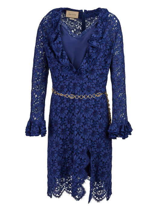Mittellanges Kleid aus Viskose und Baumwolle von Gucci in Blau