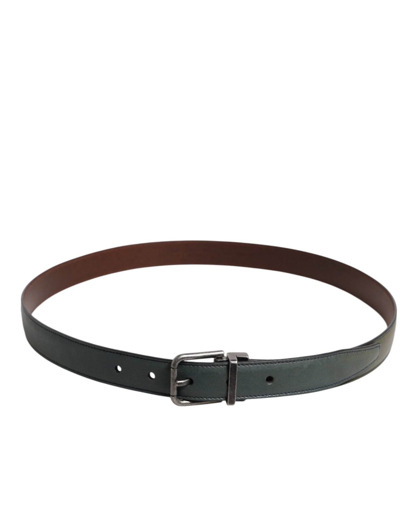 Dolce & Gabbana Green Classic Leather Metal Buckle Belt