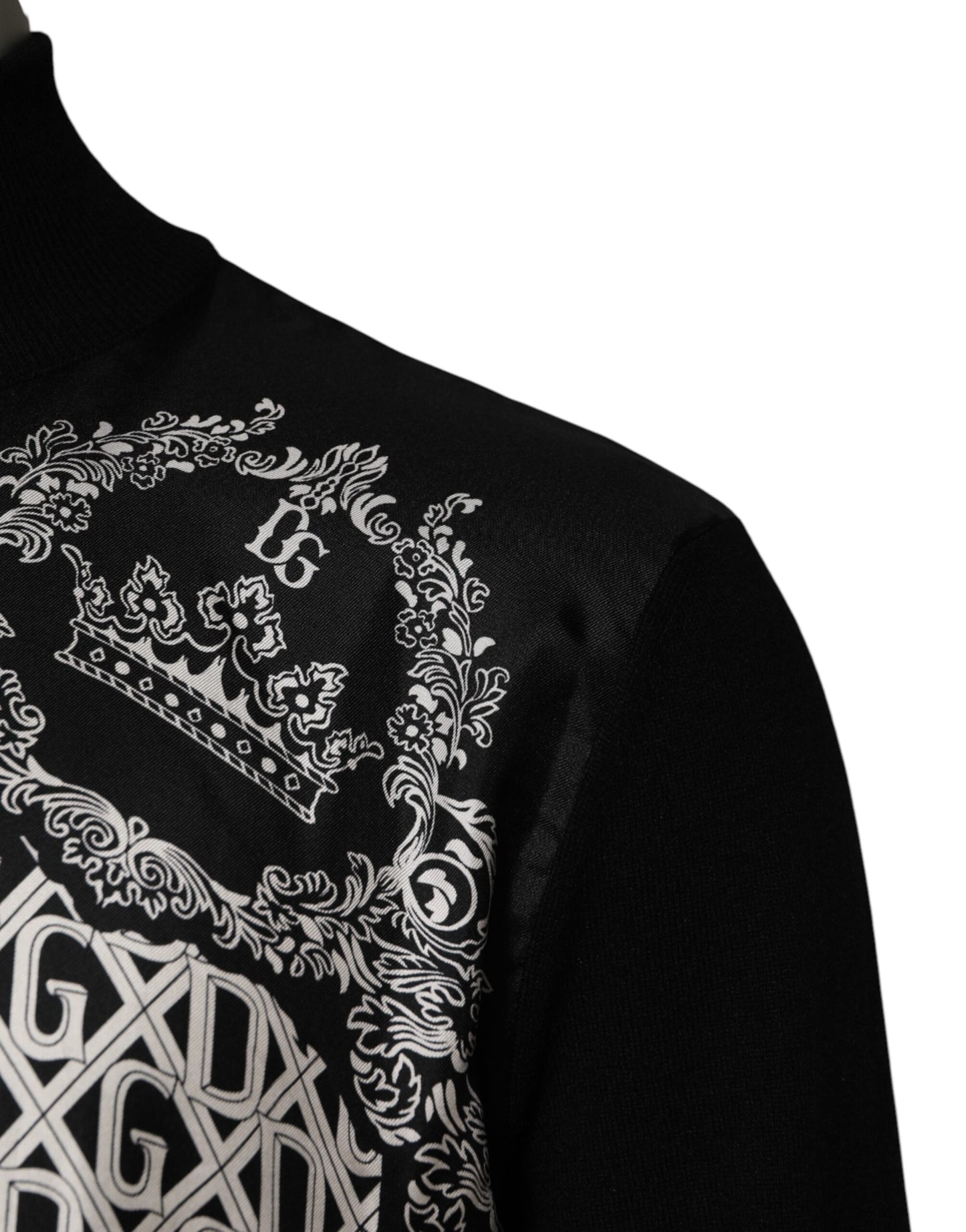 Dolce & Gabbana Black White Bandana Print Full Zip Sweater
