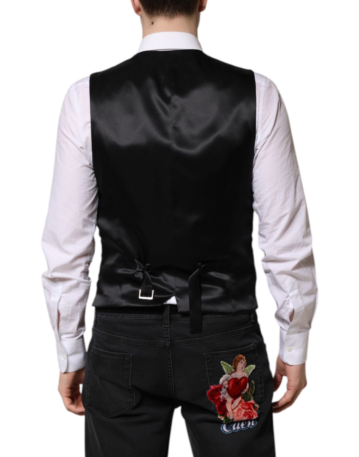 Dolce & Gabbana Red Black Stripe Dress Formal Waistcoat Vest
