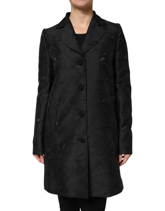 Trench-coat noir à boutonnage simple Dolce &amp; Gabbana