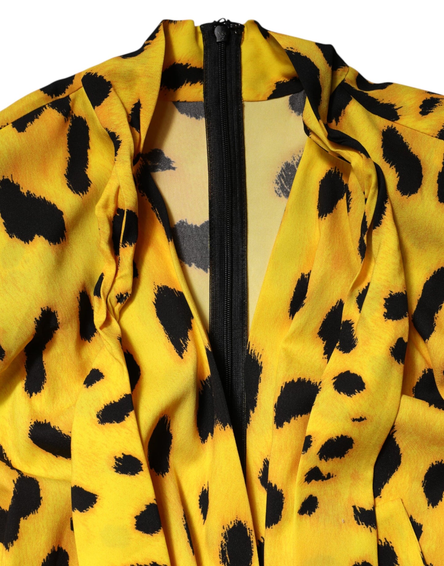 Dolce & Gabbana Yellow Leopard Long Sleeves Jumpsuit Dress