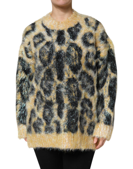 Pull ras du cou en mohair léopard multicolore Dolce &amp; Gabbana