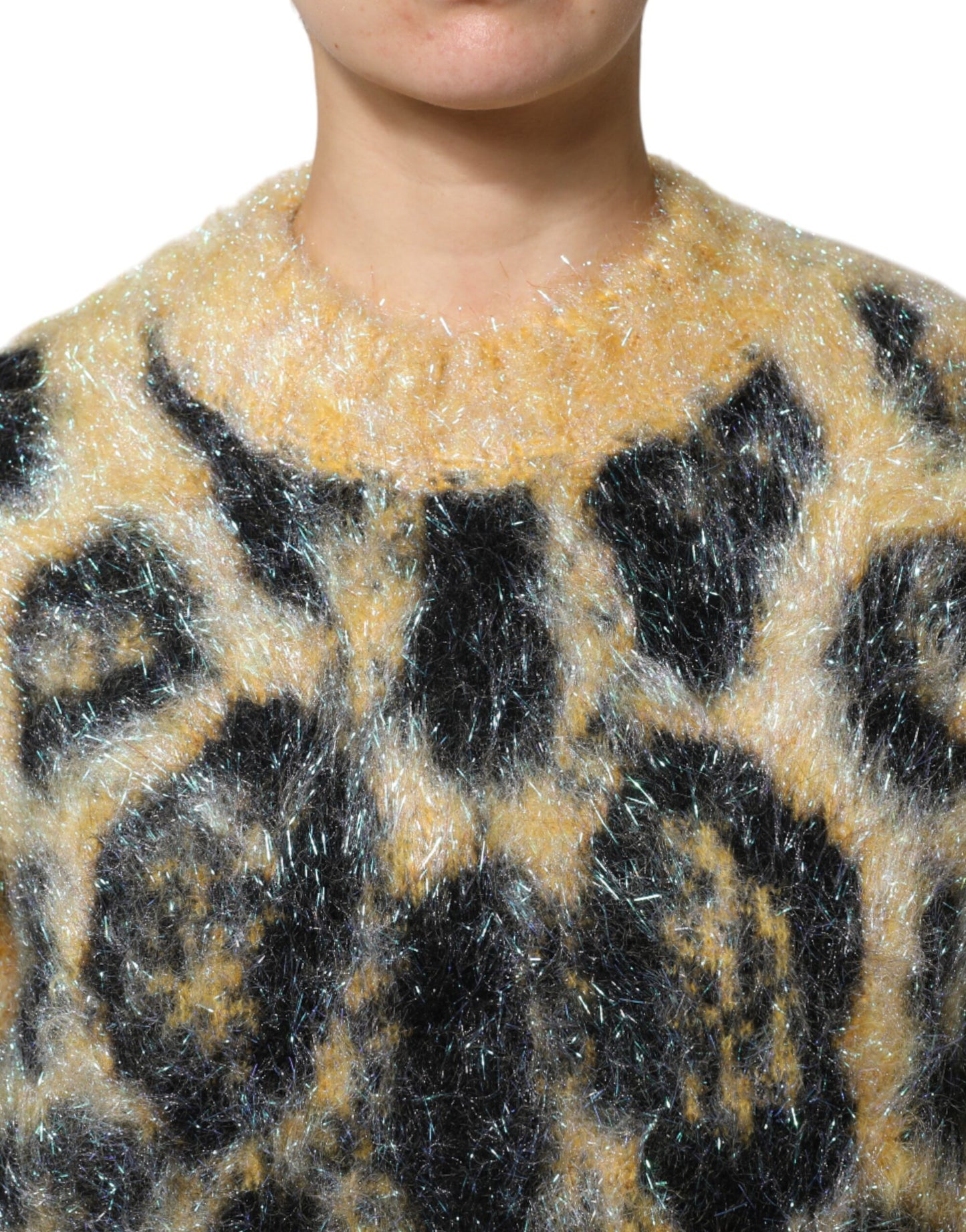 Pull ras du cou en mohair léopard multicolore Dolce &amp; Gabbana