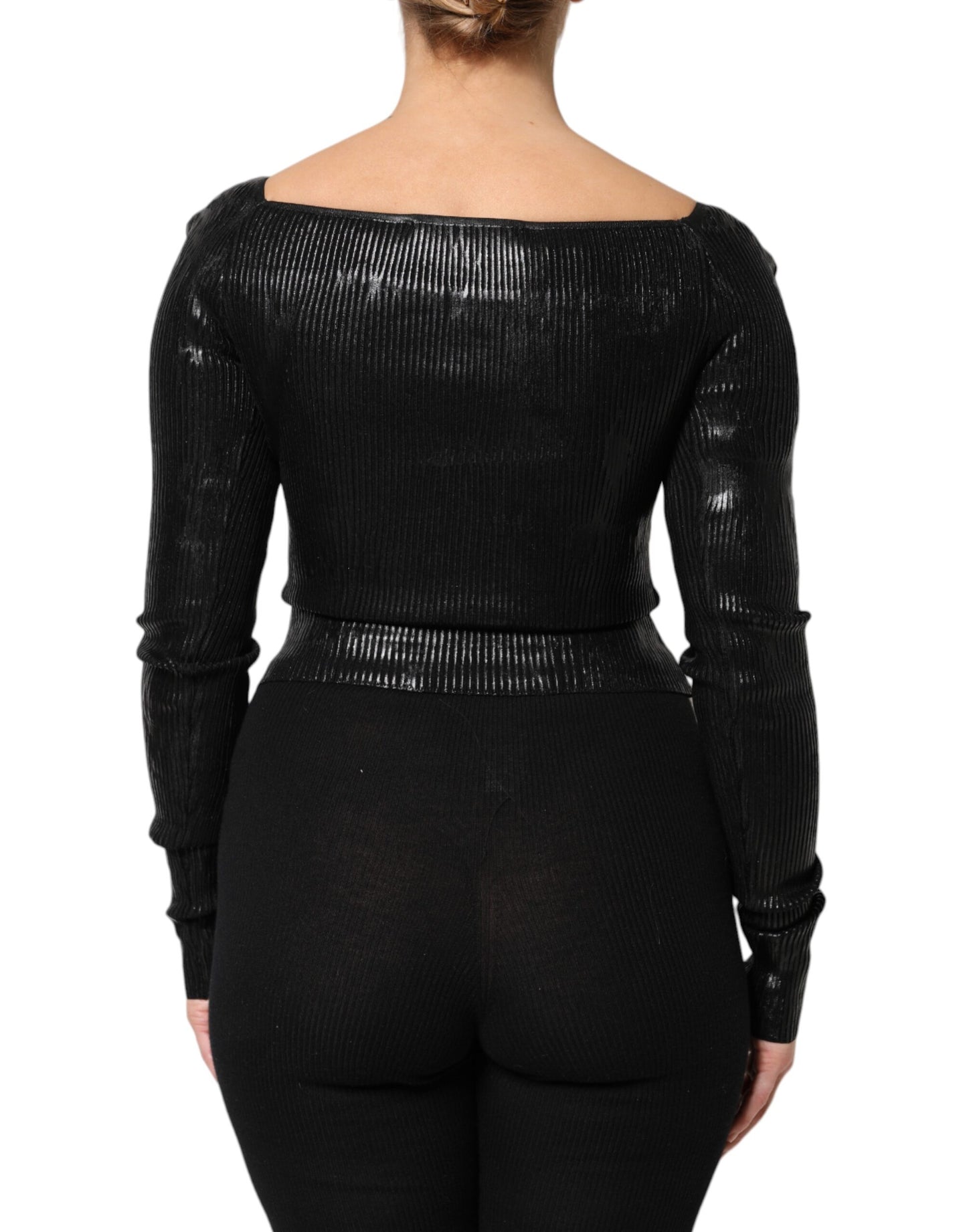 Chemisier ajusté à manches longues en viscose noire Dolce &amp; Gabbana
