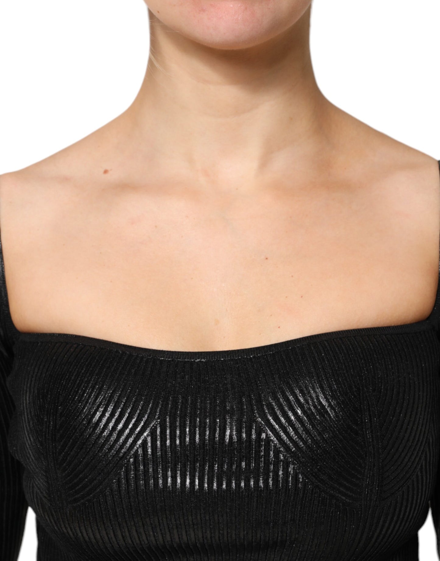 Chemisier ajusté à manches longues en viscose noire Dolce &amp; Gabbana