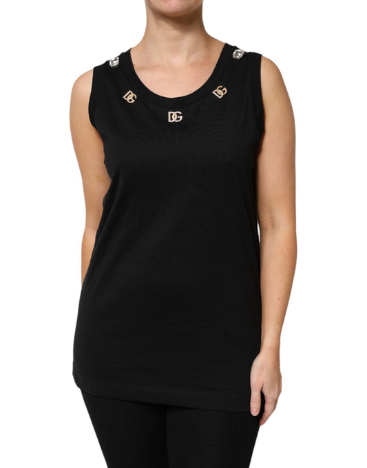 Débardeur sans manches noir à ornements DG Dolce &amp; Gabbana