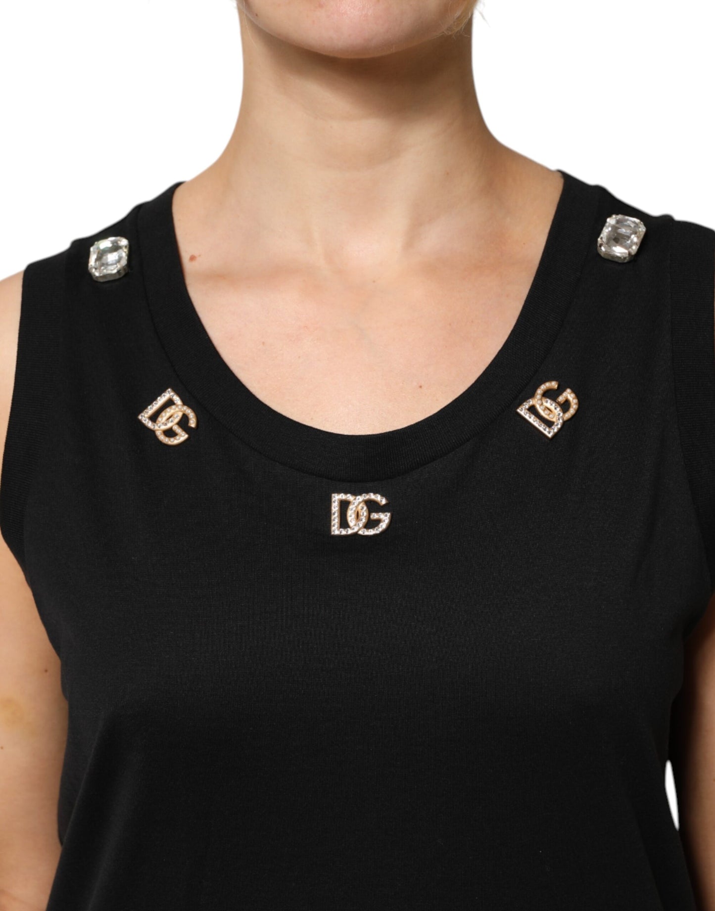 Débardeur sans manches noir à ornements DG Dolce &amp; Gabbana