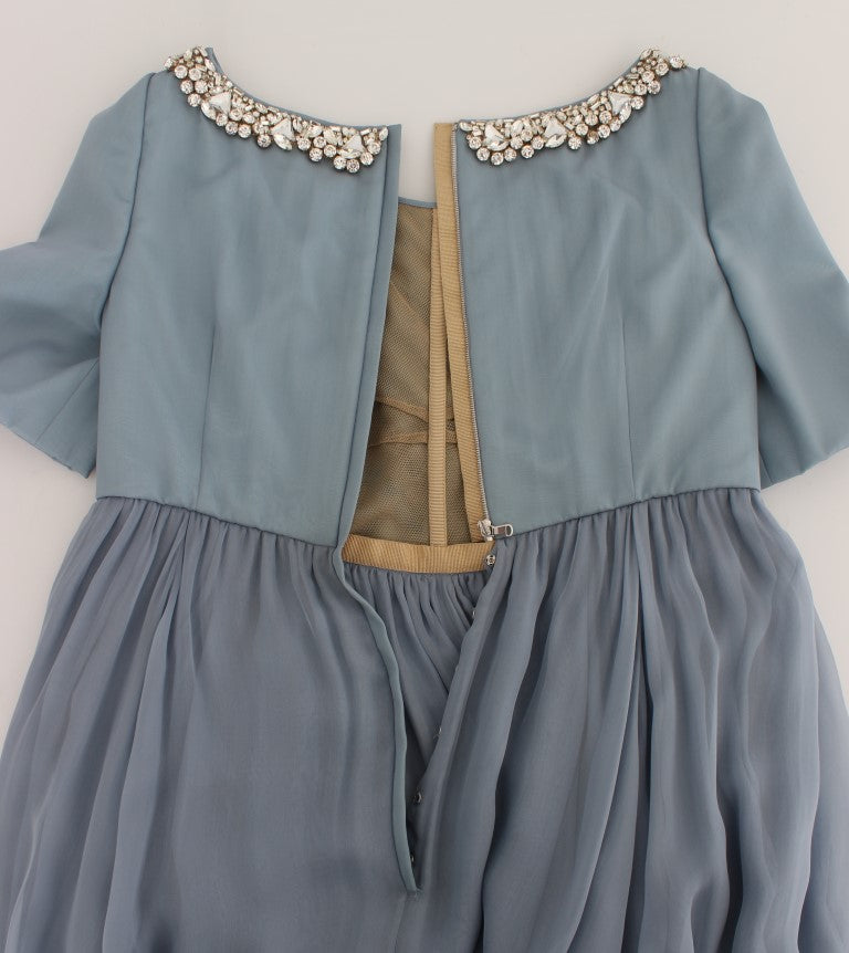 Robe de bal fourreau en soie bleue et cristaux Dolce &amp; Gabbana