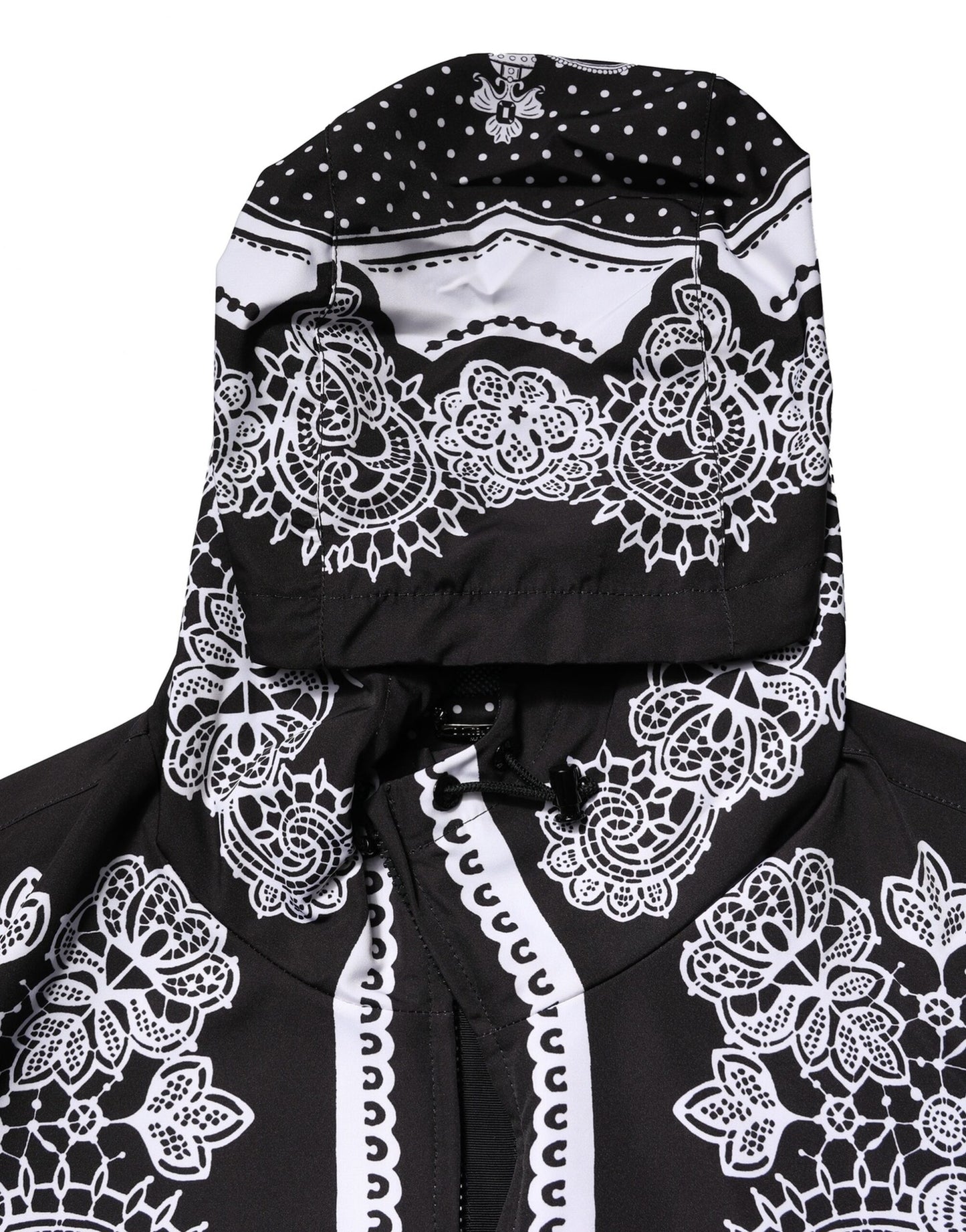 Dolce & Gabbana Black Bandana Print Hooded Bomber Jacket