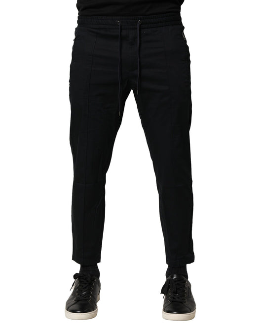 Dolce & Gabbana Black Cotton Mid Waist Jogger Pants