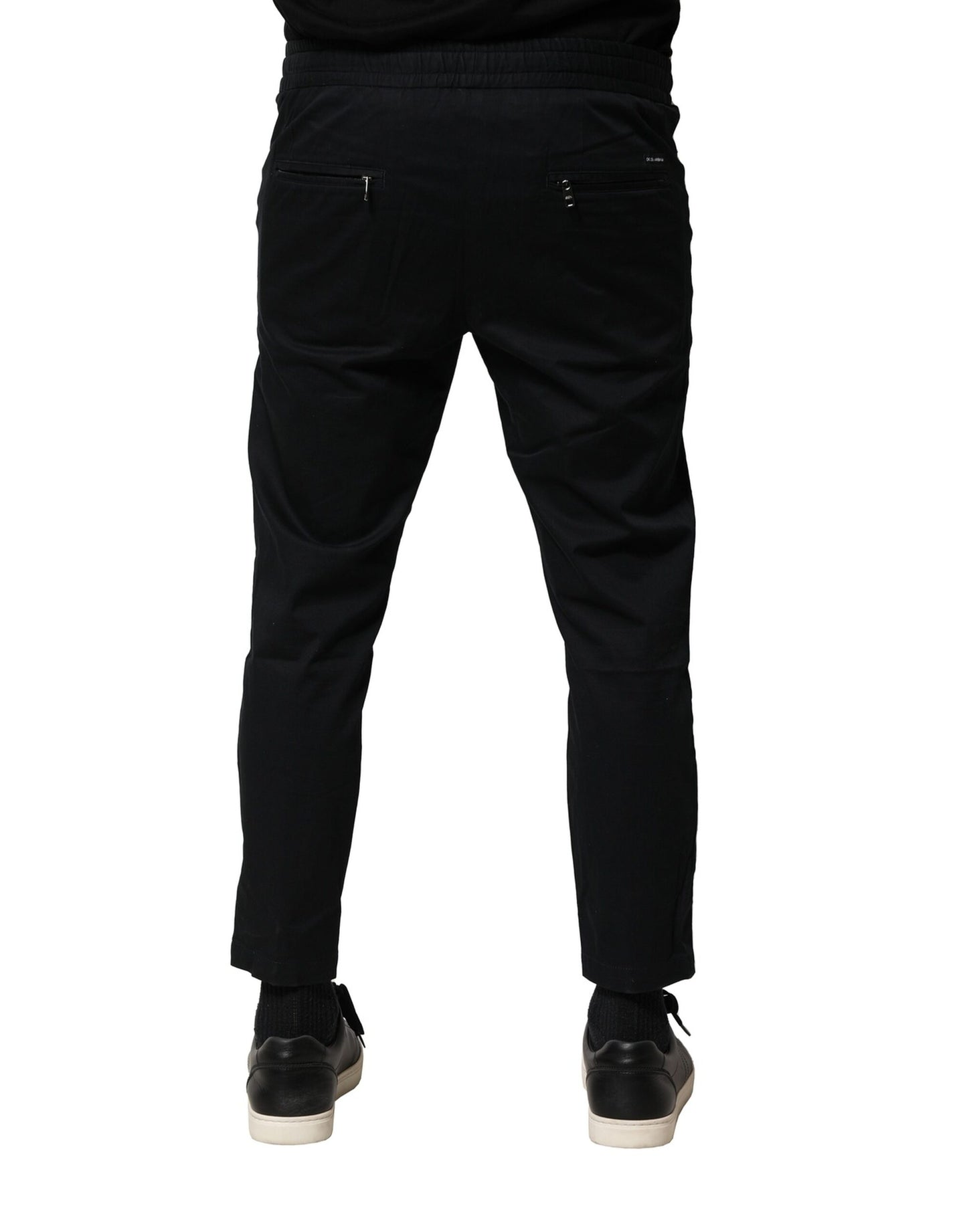 Dolce & Gabbana Black Cotton Mid Waist Jogger Pants