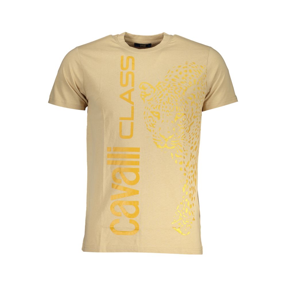 Cavalli Class Beige Cotton Men T-Shirt
