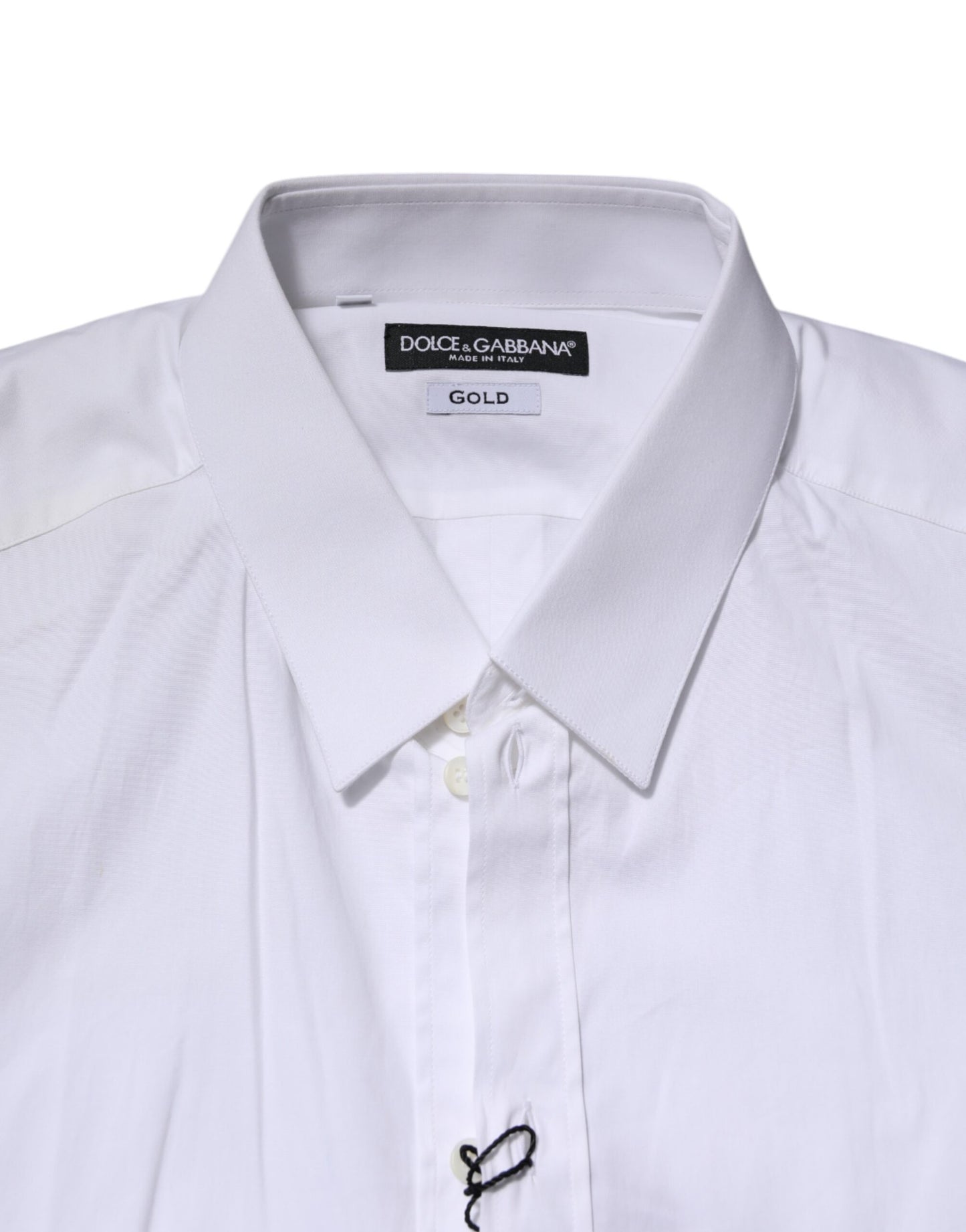 Dolce & Gabbana White Cotton GOLD Long Sleeves Formal Shirt