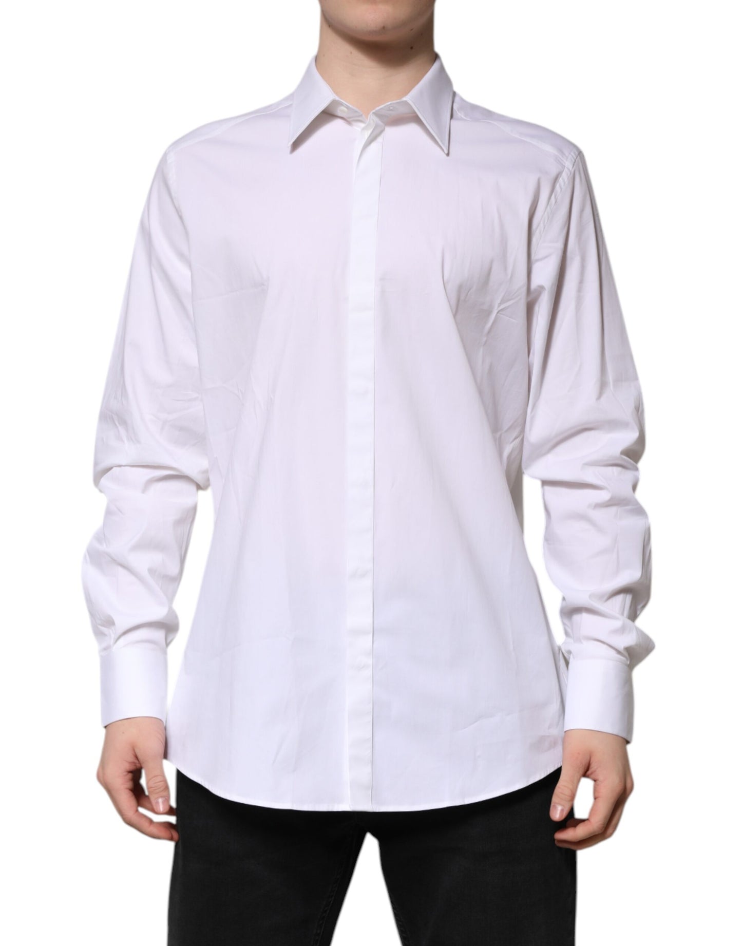 Dolce & Gabbana White MARTINI Long Sleeve Dress Formal Shirt