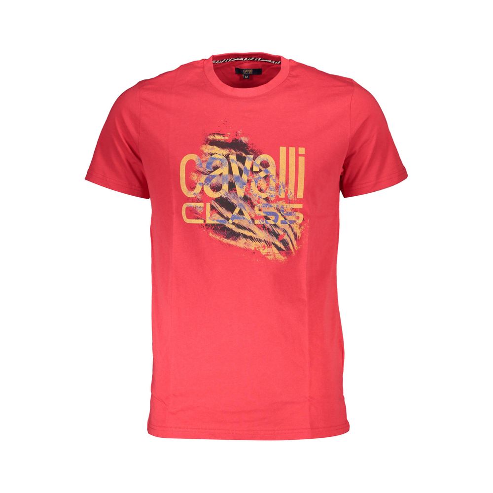 Cavalli Class Rosso Cotton Men T-Shirt