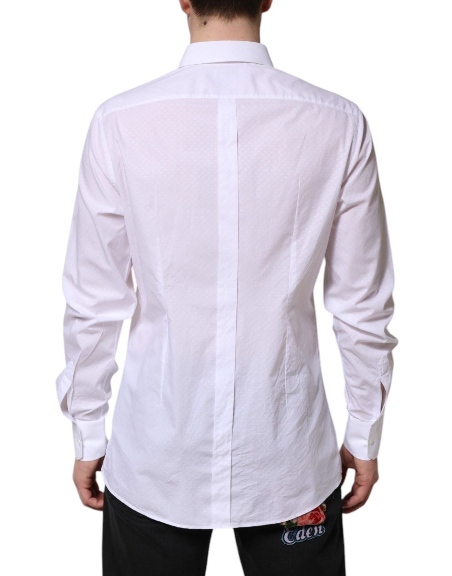 Dolce & Gabbana White GOLD Cotton Long Sleeves Formal Shirt