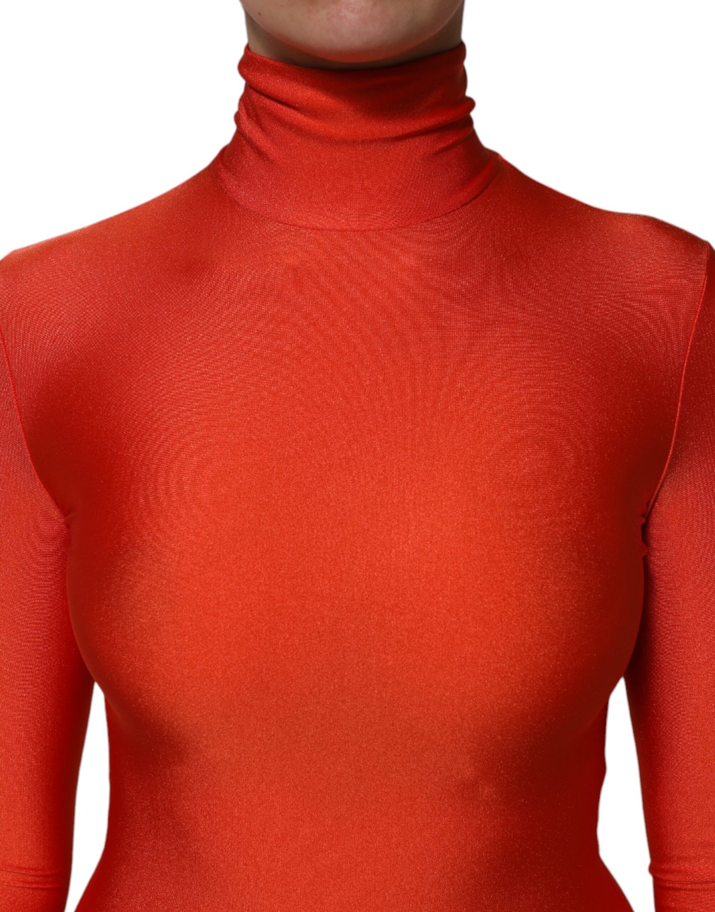 Robe moulante à col roulé en nylon rouge Dolce &amp; Gabbana