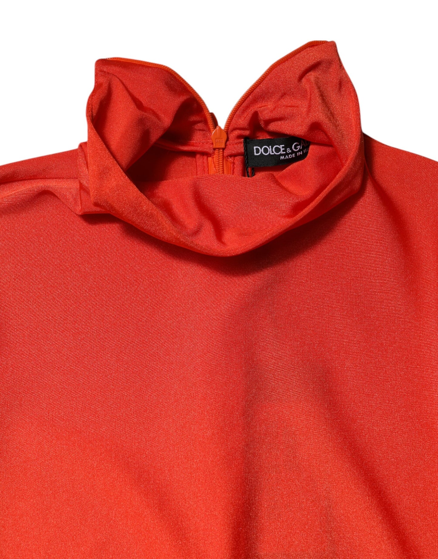 Robe moulante à col roulé en nylon rouge Dolce &amp; Gabbana