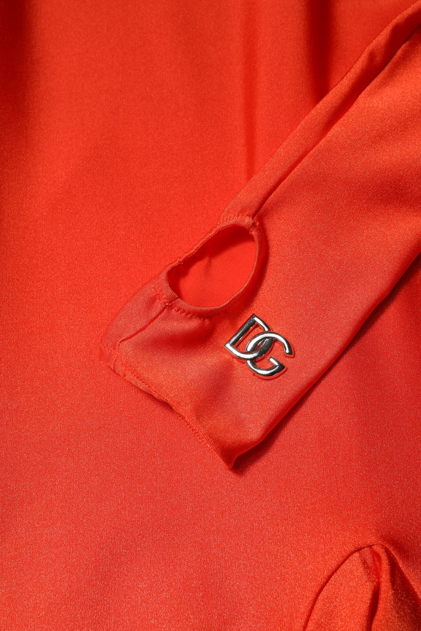 Robe moulante à col roulé en nylon rouge Dolce &amp; Gabbana