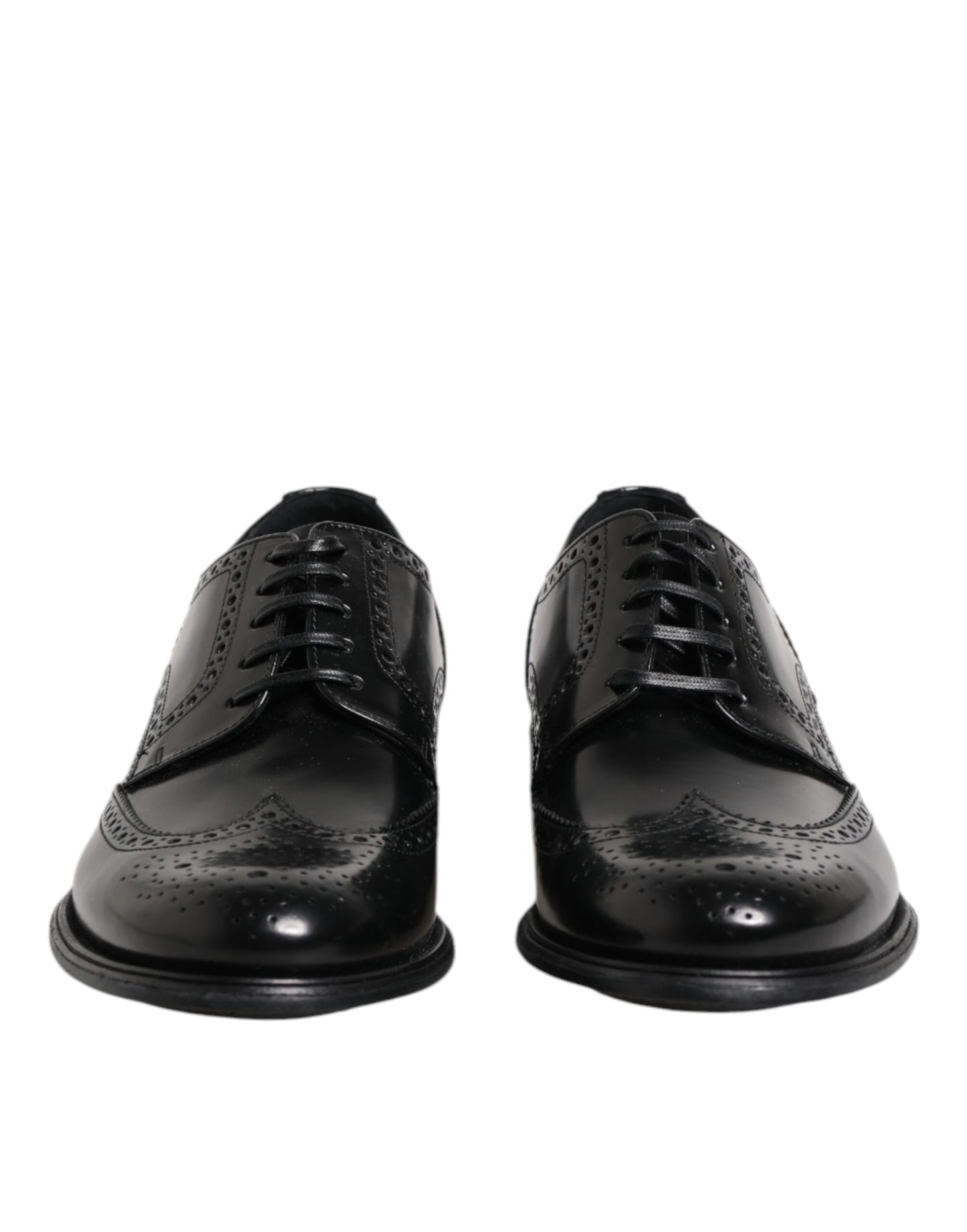 Dolce & Gabbana Black Leather Derby Wingtip Formal Shoes
