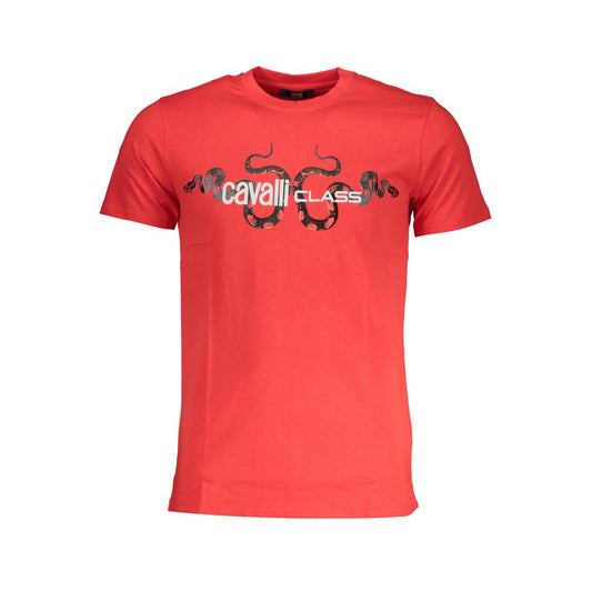 Cavalli Class Rosso Cotton Men T-Shirt