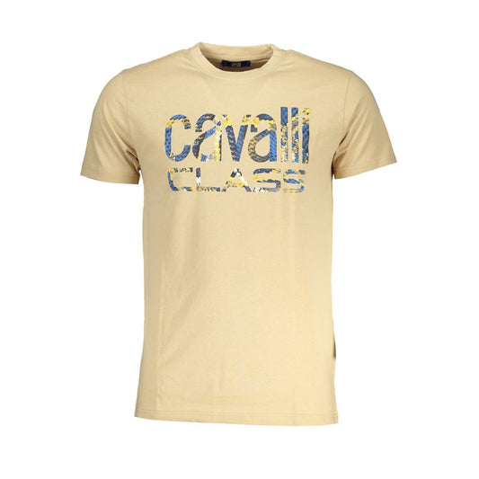 Cavalli Class Beige Cotton Men T-Shirt