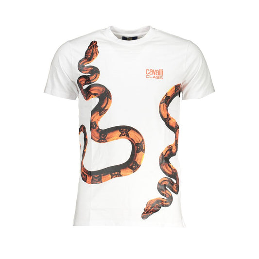Cavalli Class Bianco Cotton Men T-Shirt