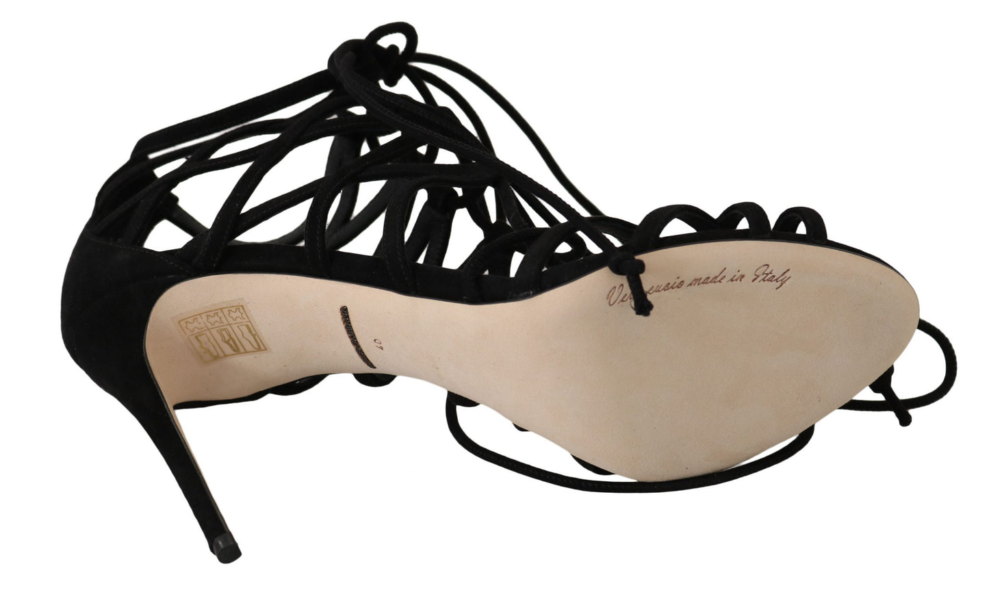 Sandales à talons aiguilles Dolce &amp; Gabbana en daim noir