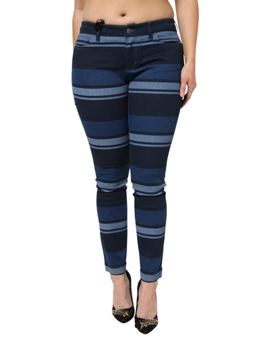 Jean en denim stretch de coton à rayures bleues Dolce &amp; Gabbana