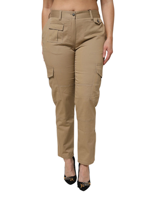 Pantalon cargo fuselé en coton marron Dolce &amp; Gabbana