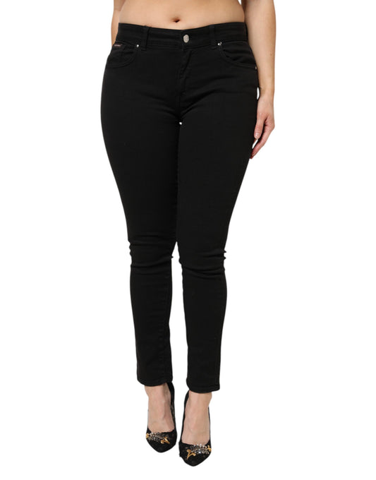 Jean en denim taille moyenne en coton noir Dolce &amp; Gabbana