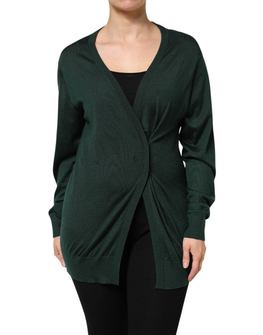 Pull cardigan en cachemire et soie vert foncé Dolce &amp; Gabbana