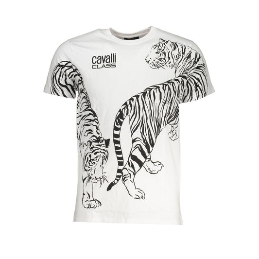 Cavalli Class Bianco Cotton Men T-Shirt