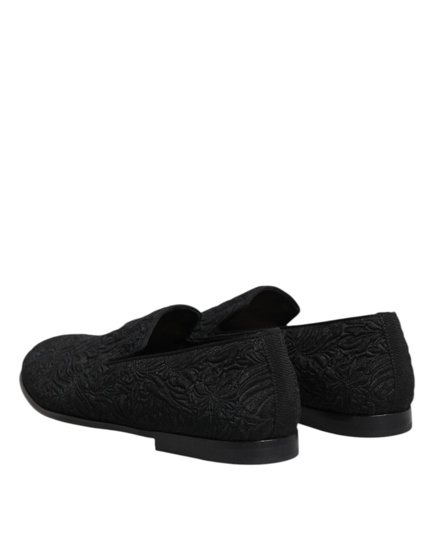 Dolce & Gabbana Black Jacquard Slip On Loafers Formal Shoes