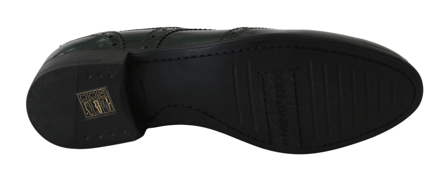 Chaussures Oxford Broque en cuir vert Dolce &amp; Gabbana à bout golf