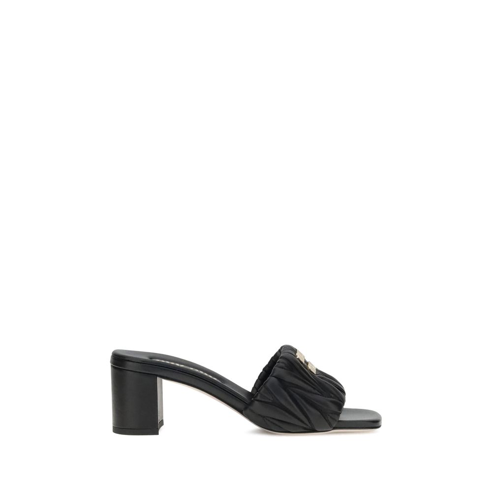 Miu Miu Black Lamb Ovis Aries Aries Stiletto Heel Sandals