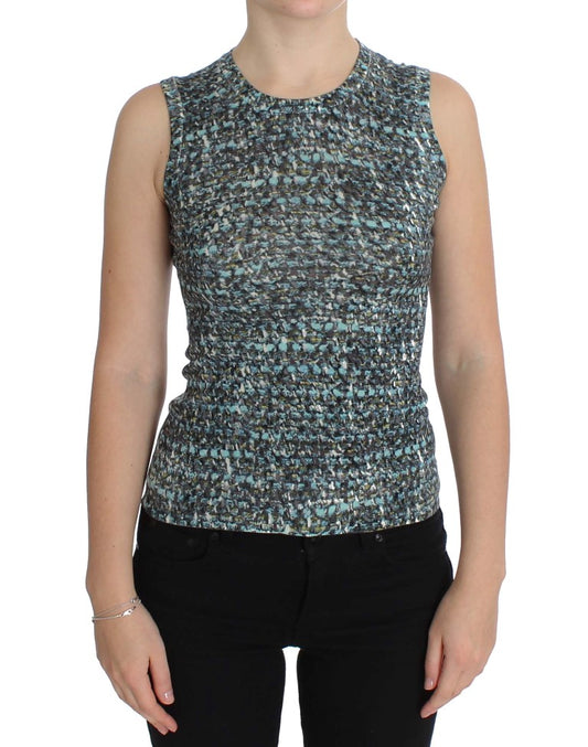Pull sans manches en laine bleue Dolce &amp; Gabbana