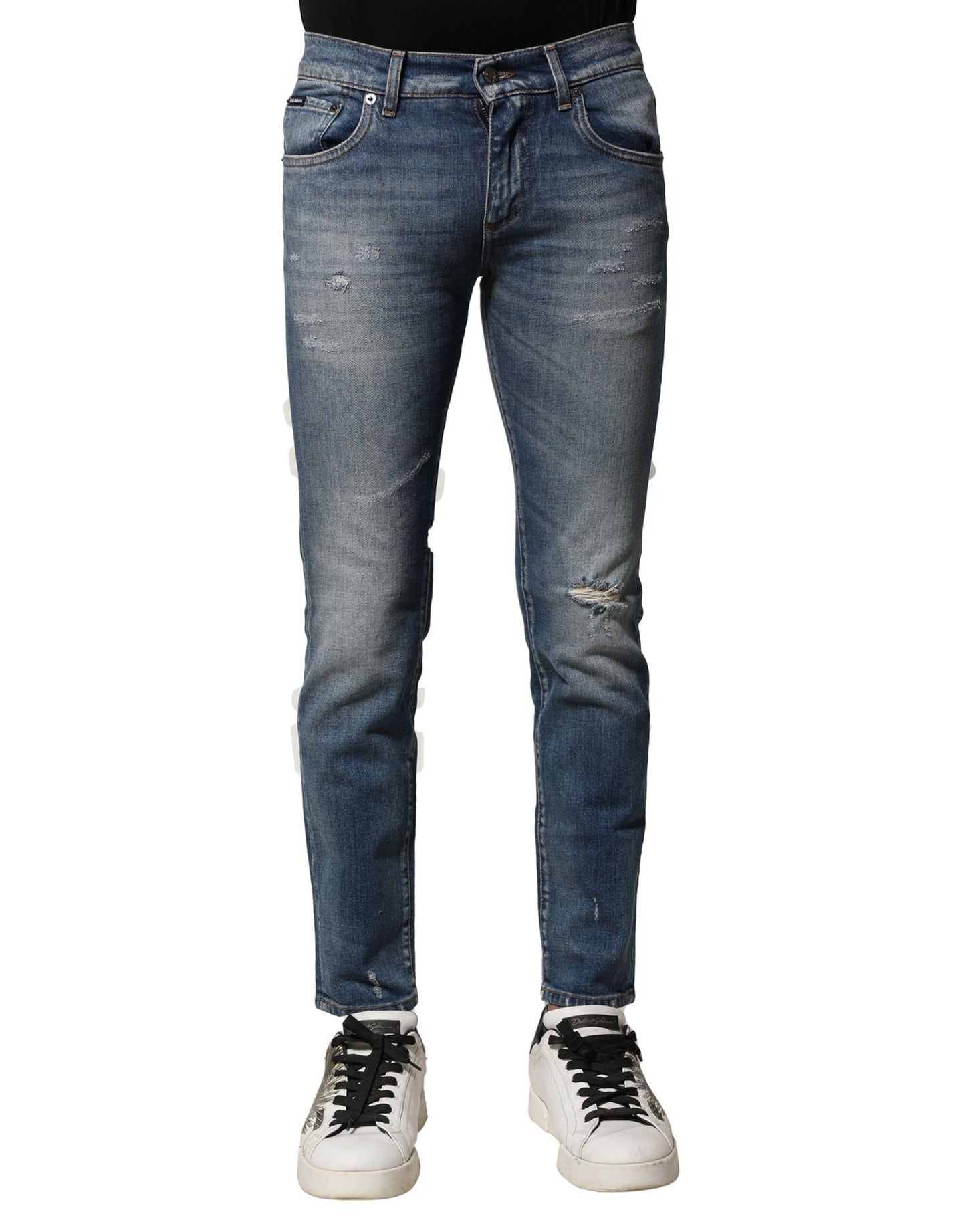 Dolce & Gabbana Blue Washed Cotton Slim Fit Men Denim Jeans