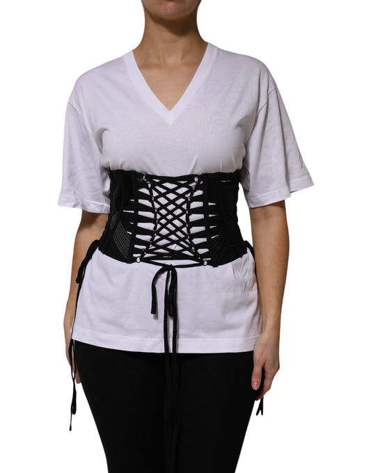 Ceinture corset à lacets en coton noir Dolce &amp; Gabbana