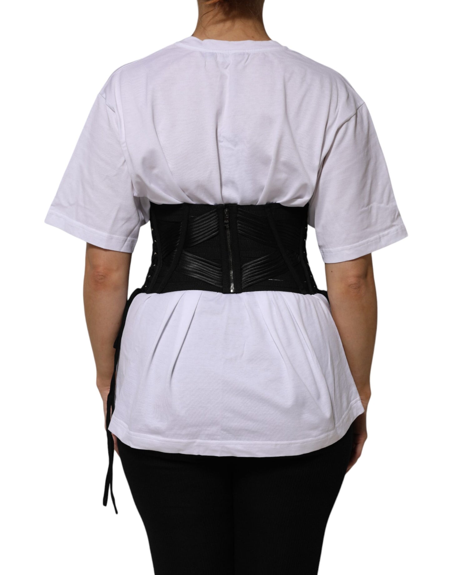 Ceinture corset à lacets en coton noir Dolce &amp; Gabbana